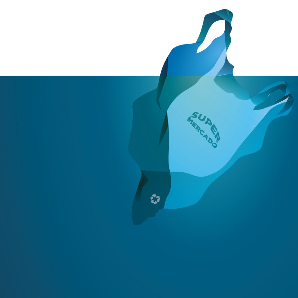 Plastic rubbish in ocean